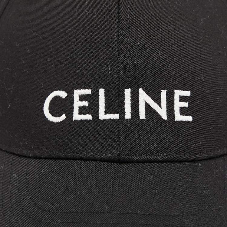 Pre Owned Céline Black Logo Embroidered Cotton Canvas Baseball Cap M