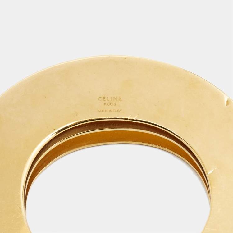 مملوكة مسبقًا Celine Gold Tone Oversize Open Cuff Bracelet