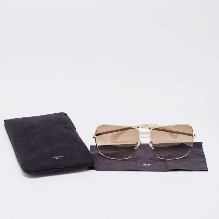 Pre Owned Celine Gold/Beige Gradient CL 41808/S Square Sunglasses