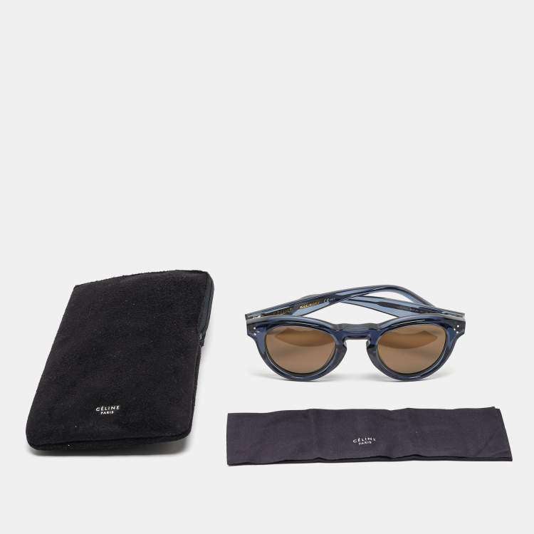 Pre Owned Celine Brown CL41372/S Bevel Round Sunglasses