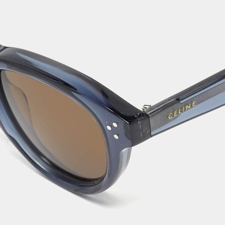Pre Owned Celine Brown CL41372/S Bevel Round Sunglasses