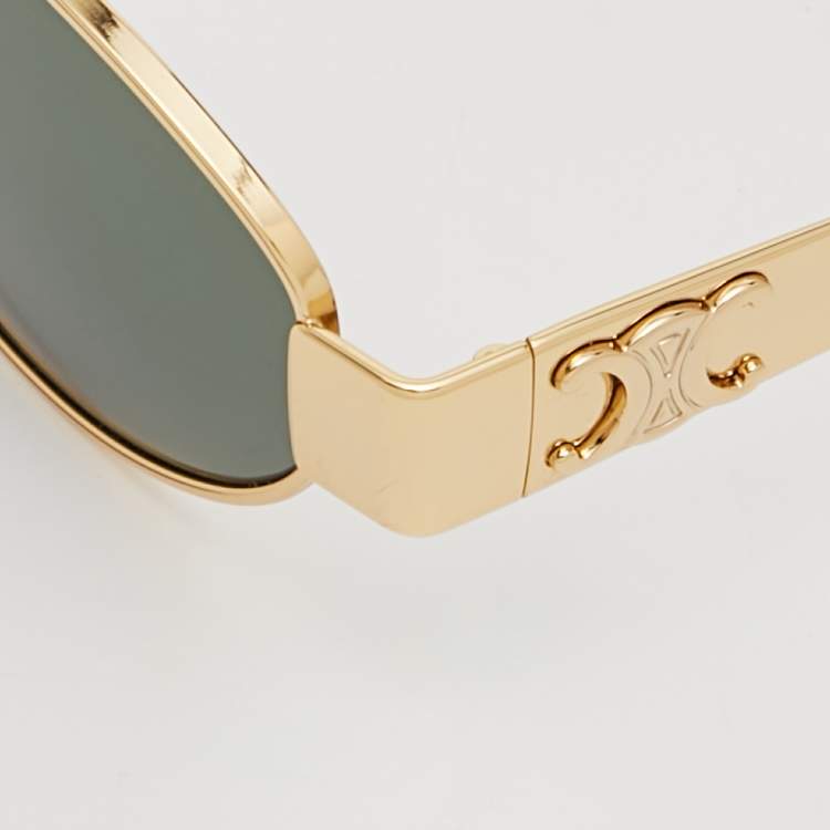 Pre Owned Celine Green CL40235U Triomphe Oval Sunglasses