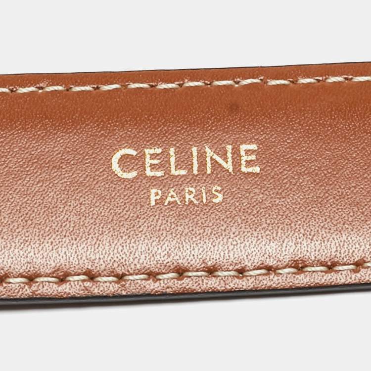Pre Owned Celine Brown Leather Macadam Buckle Belt 80CM