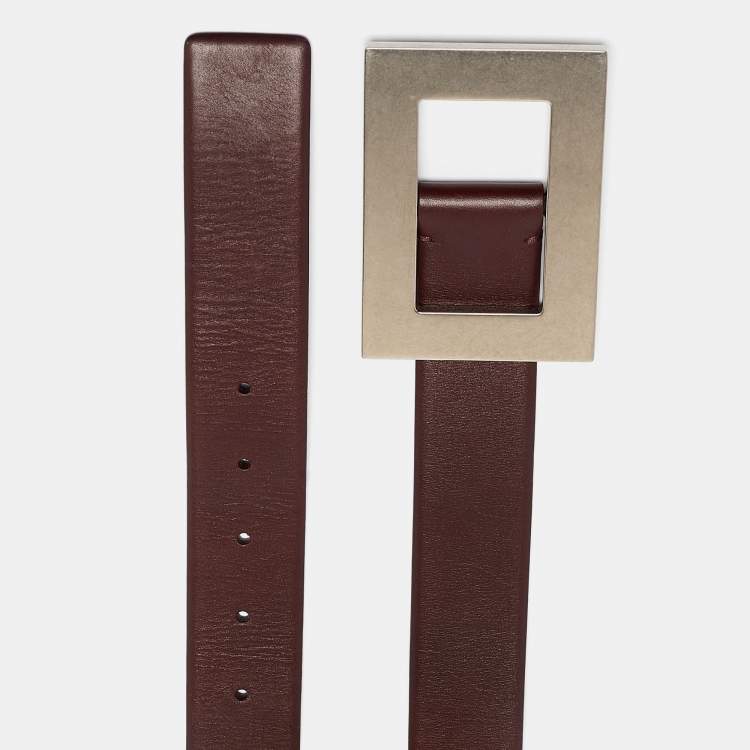 مملوكة مسبقًا Celine Burgundy Leather Wide Buckle Belt S