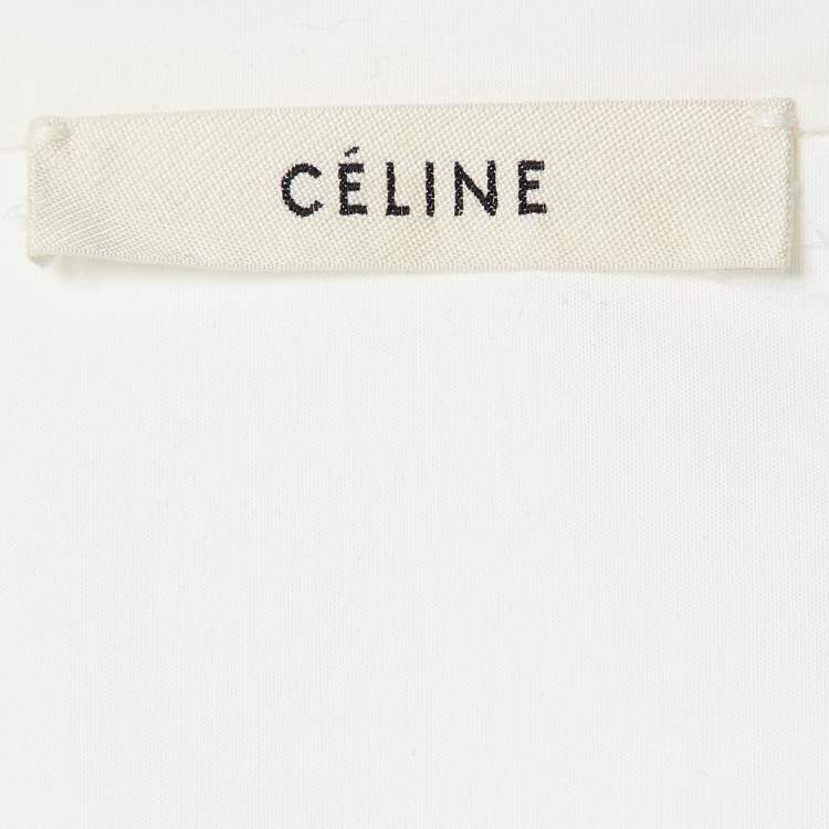 مملوكة مسبقًا Celine Off-White Cotton Belted Mini Shirt Dress M