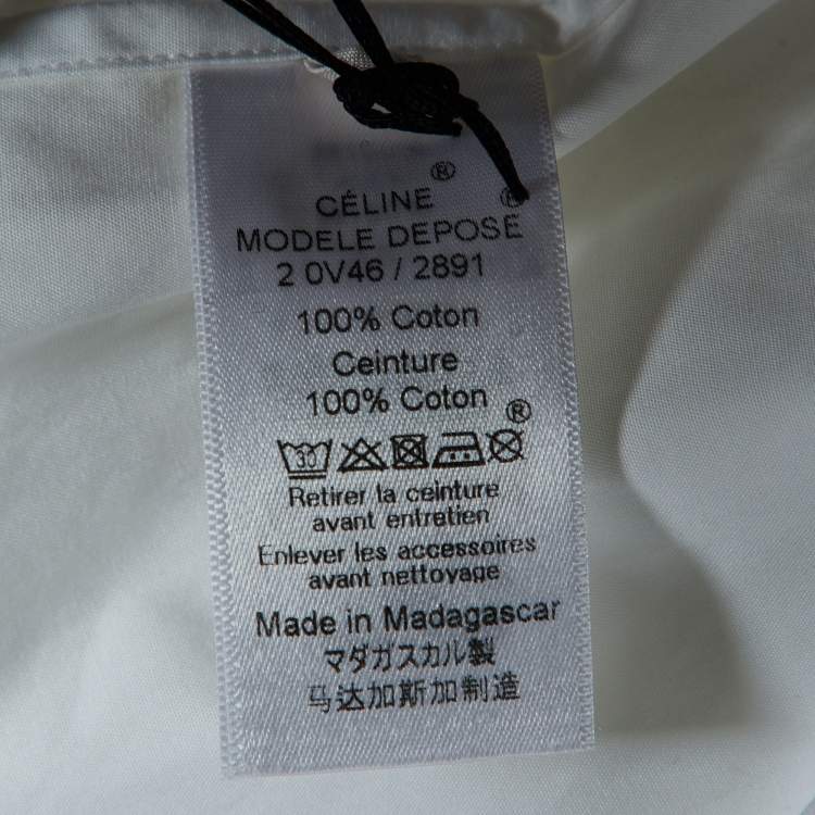 مملوكة مسبقًا Celine Off-White Cotton Belted Mini Shirt Dress M