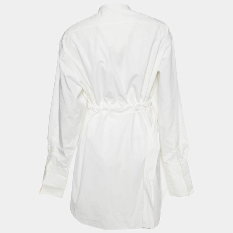 مملوكة مسبقًا Celine Off-White Cotton Belted Mini Shirt Dress M