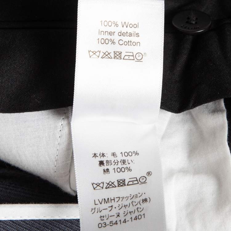 Pre Owned Celine Navy Grey Wool Formal Trousers S