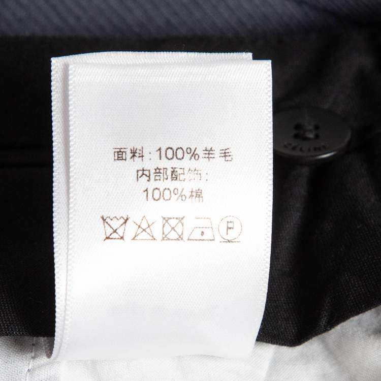 Pre Owned Celine Navy Grey Wool Formal Trousers S
