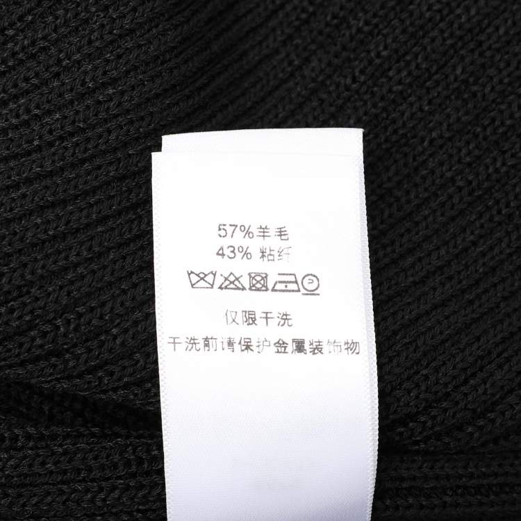 Pre Owned Celine Black Wool and Rib Knit Zip Detail Maxi Dress M