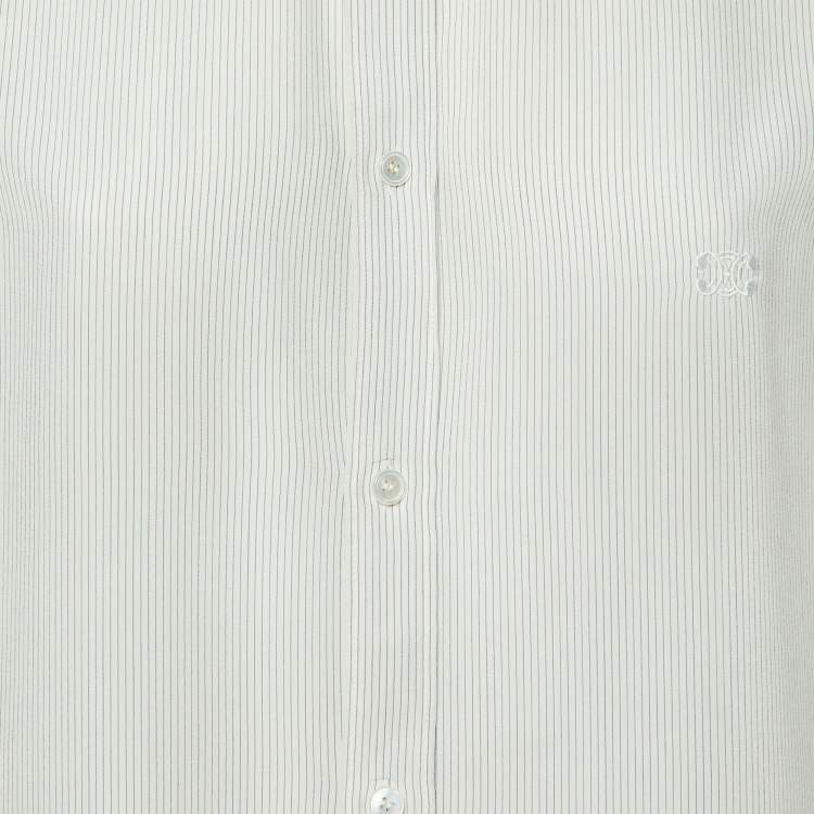 Pre Owned Celine White/Blue Striped Silk Boyfriend Shirt L
