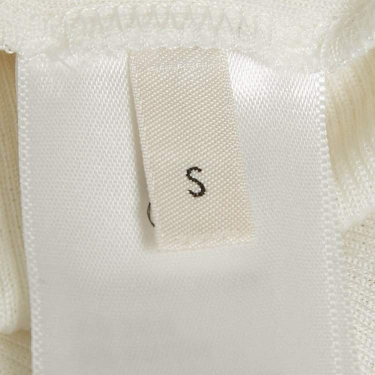 Pre Owned Celine White Rib Knit Button Detail Tank Top S