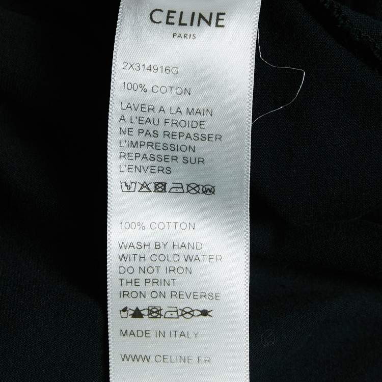 Pre Owned Celine Black Logo Print Cotton Crew Neck T-Shirt S