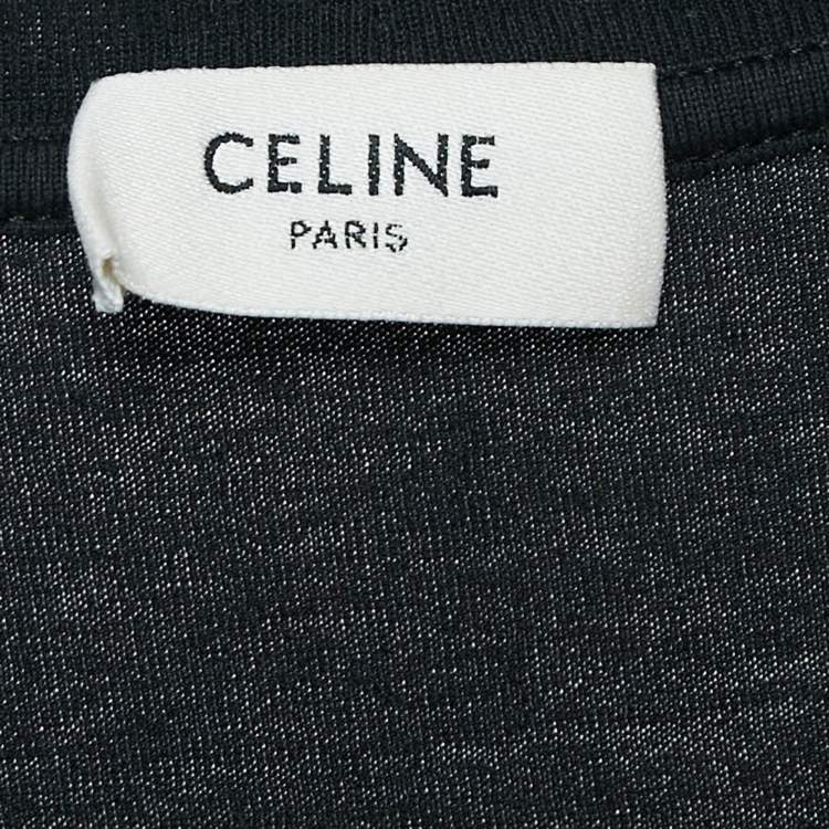 Pre Owned Celine Black Logo Print Cotton Crew Neck T-Shirt S