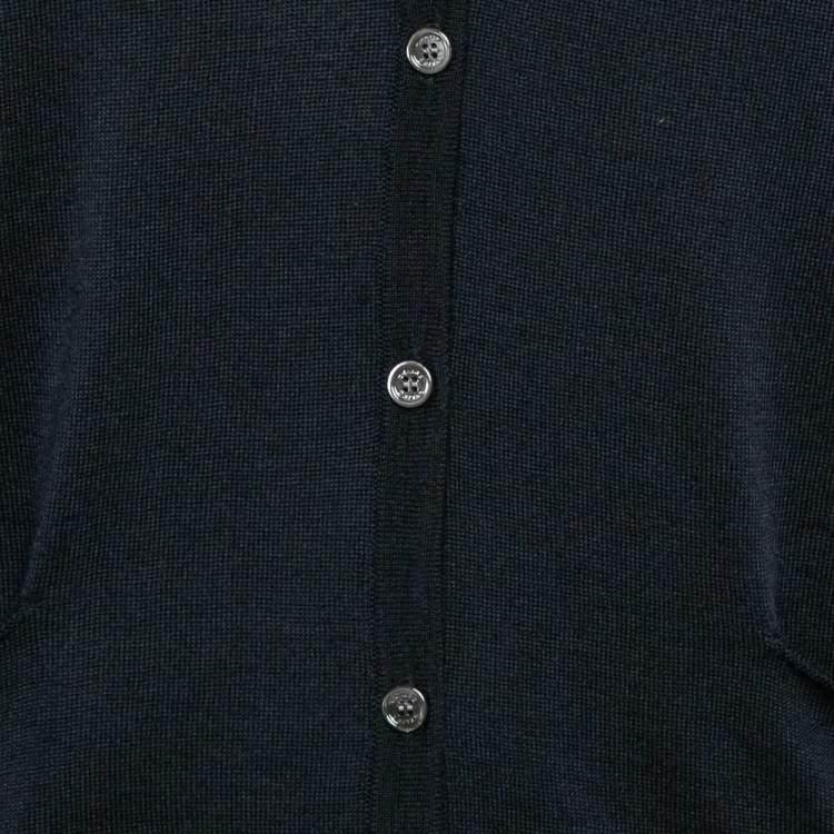 Pre Owned Celine Navy Blue Wool Blend Button Front Cardigan XS