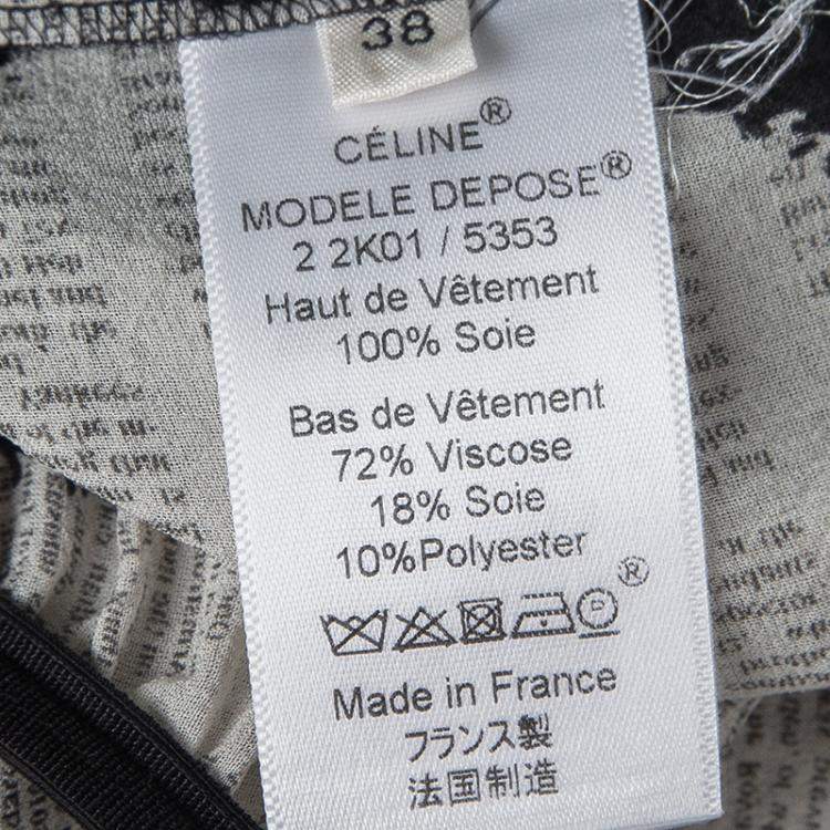 Pre Owned Celine SS'14 Multicolor Printed Mulberry Silk Contrast Bottom Asymmetric Skirt M