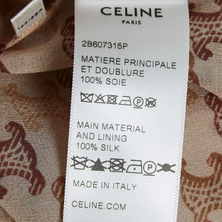 Pre Owned Celine Brown Monogram Print Silk Shirt M