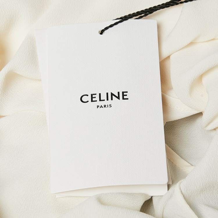 Pre Owned Celine Off-White Silk Blend Ruffled Blouse M