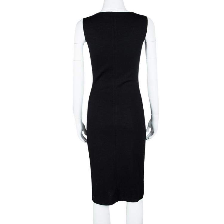 Pre Owned Celine Vintage Black Wool Sleeveless Bodycon Dress S