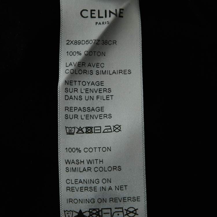 Pre Owned Celine Black Logo Print Cotton Knit Camisole XS