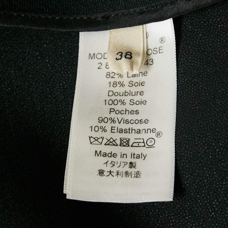 Pre Owned Celine Black Wool Patchwork Detail Open Coat M