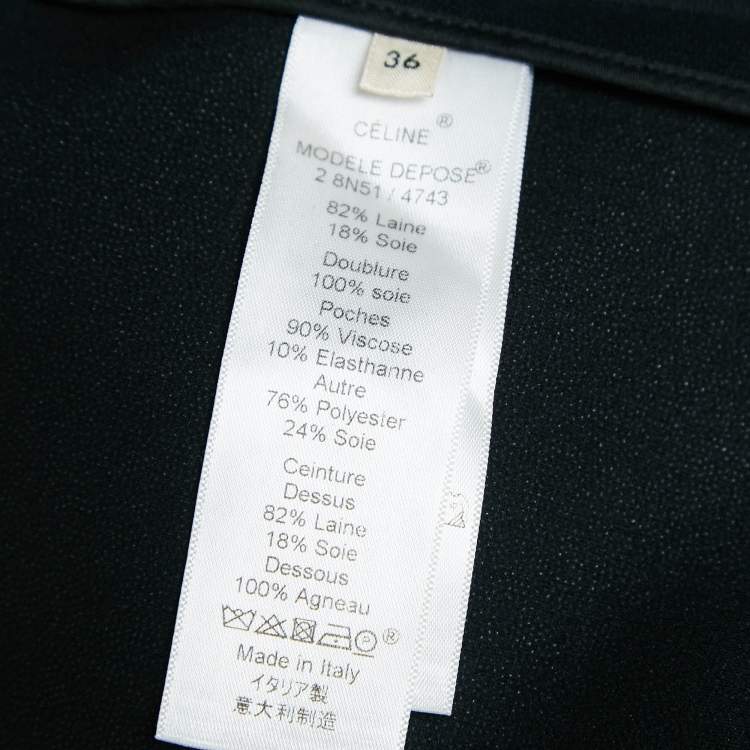 Pre Owned Celine Black Patchwork Detail Wool Sleeveless Coat S
