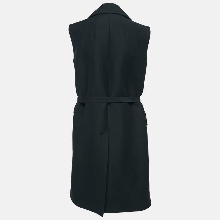 Pre Owned Celine Black Patchwork Detail Wool Sleeveless Coat S