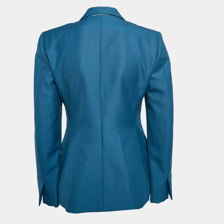 Pre Owned Celine Blue Wool Single Breasted Blazer M