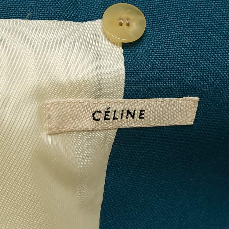 Pre Owned Celine Blue Wool Single Breasted Blazer M