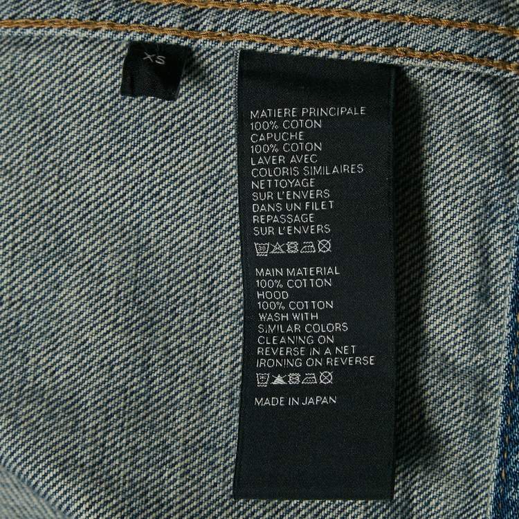 Pre Owned Celine Blue Logo Print Denim Hooded Sleeveless Jacket XS