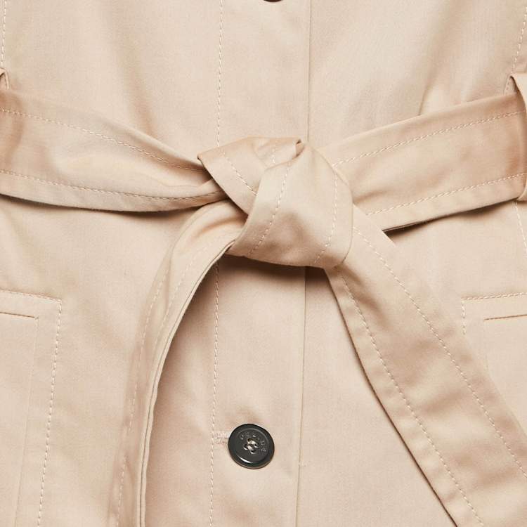 Pre Owned Celine Light Brown Cotton Blend Single Breasted Trench Coat M