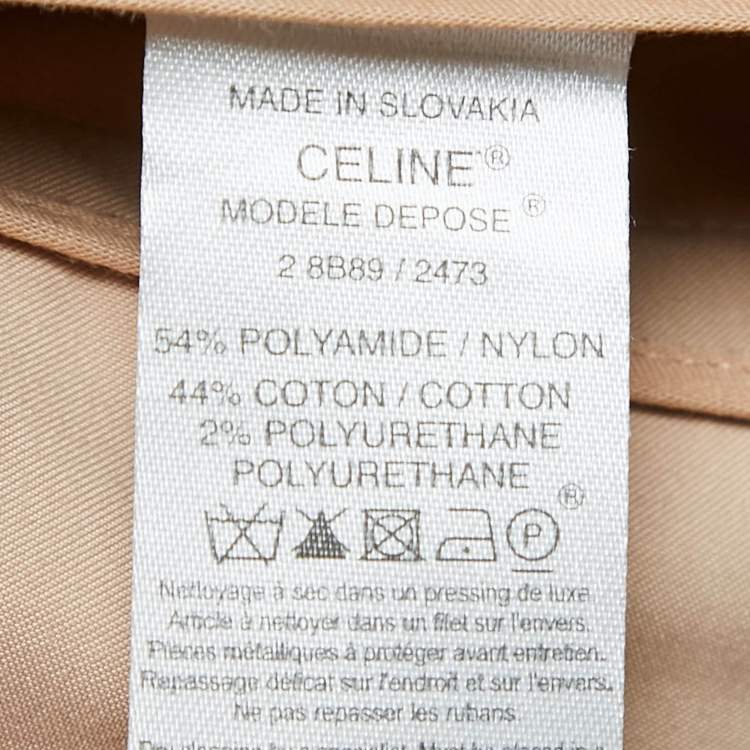 Pre Owned Celine Light Brown Cotton Blend Single Breasted Trench Coat M