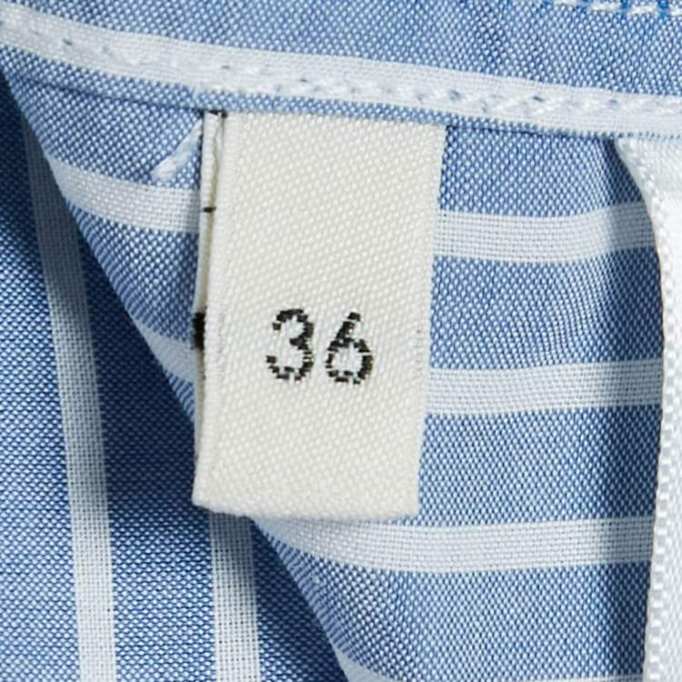 Pre Owned Celine Blue Striped Cotton Button Front Crop Shirt S