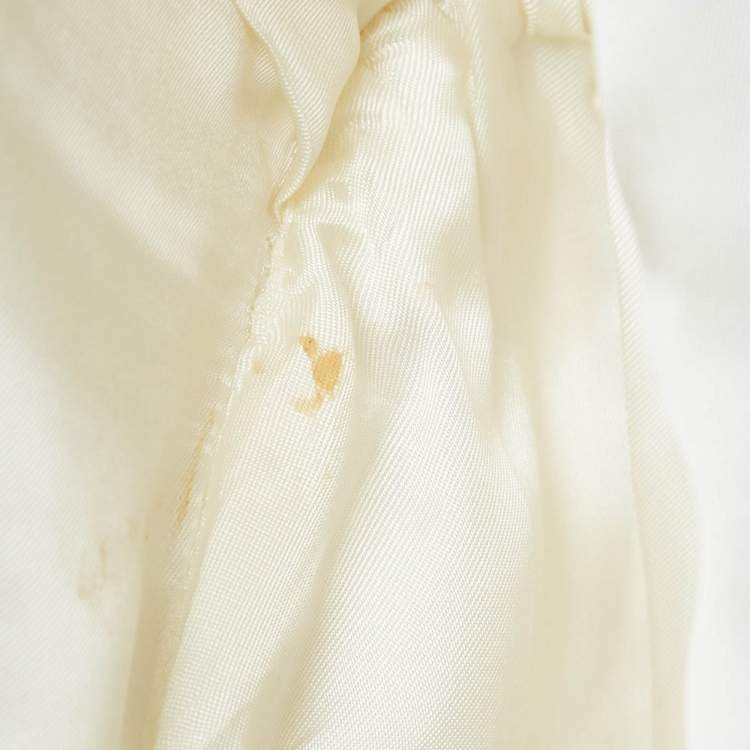 Pre Owned Celine Cream Striped Wool Double Breasted Blazer S