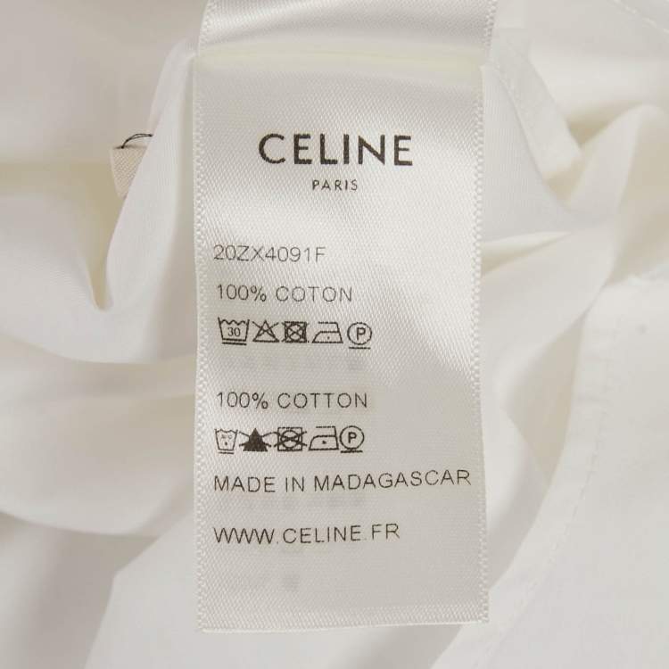 Pre Owned Celine White Cotton Button Front Shirt M