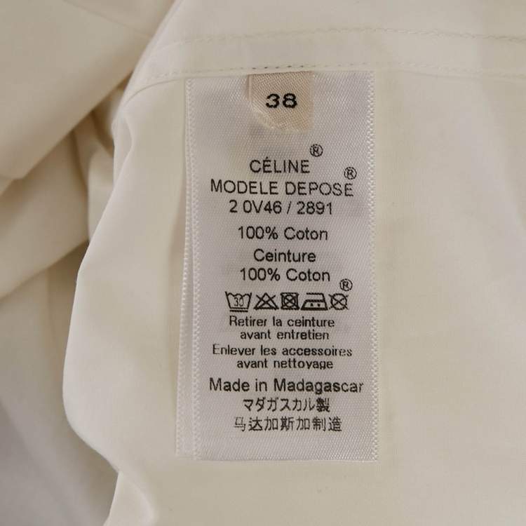 مملوكة مسبقًا Celine White Cotton Waist Belt Detail Mini Dress M