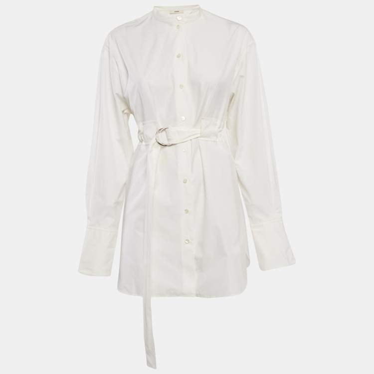 مملوكة مسبقًا Celine White Cotton Waist Belt Detail Mini Dress M