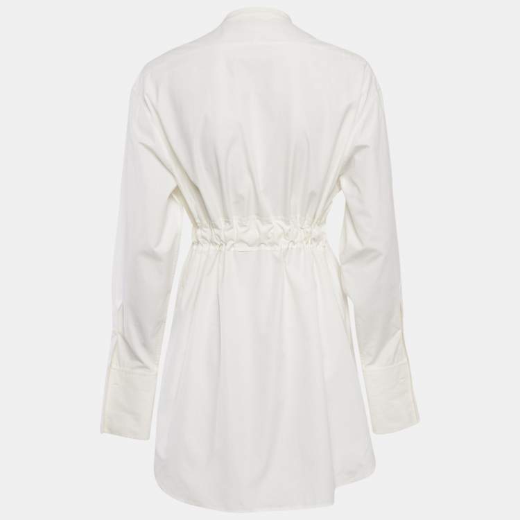 مملوكة مسبقًا Celine White Cotton Waist Belt Detail Mini Dress M