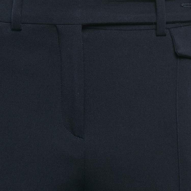 Pre Owned Celine Navy Blue Wool Gabardine Trousers S