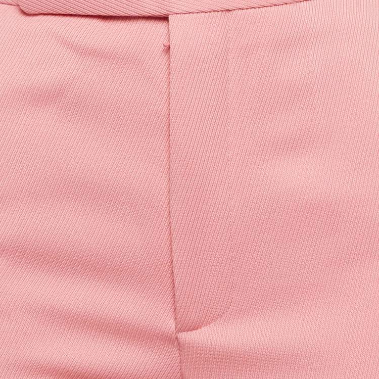 Pre Owned Celine Pink Wool Drill Wide-Leg Trousers S