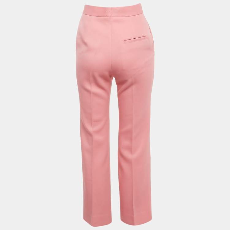 Pre Owned Celine Pink Wool Drill Wide-Leg Trousers S