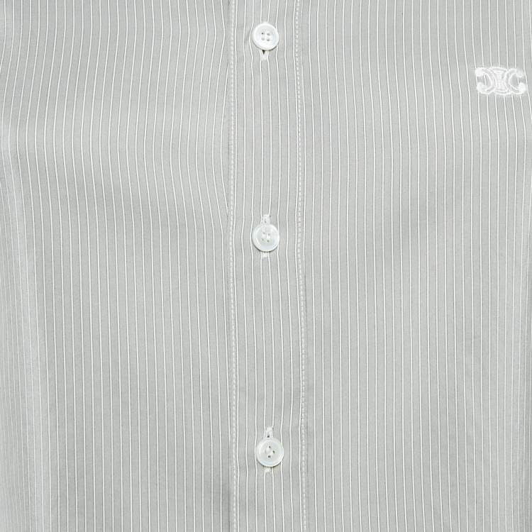 Pre Owned Celine Grey Striped Silk Button Front Shirt S 