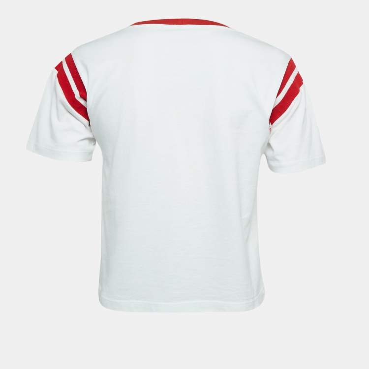 Pre Owned Celine White Logo Print Jersey T-Shirt S