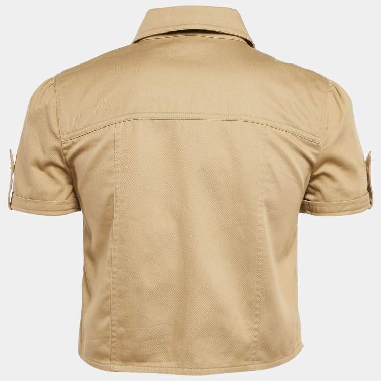 Pre Owned Celine Brown Cotton Crop Shirt S