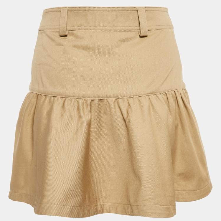 مملوكة مسبقًا Celine Brown Cotton Flared Mini Skirt S