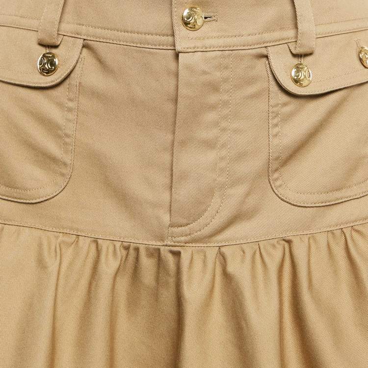 مملوكة مسبقًا Celine Brown Cotton Flared Mini Skirt S