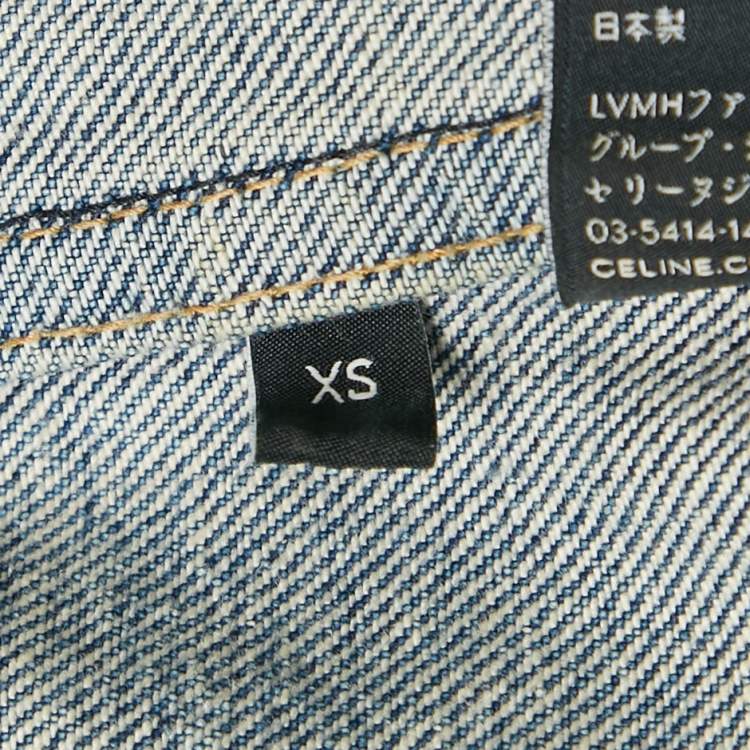 Pre Owned Celine Blue Washed Denim Mini Dungaree Dress XS