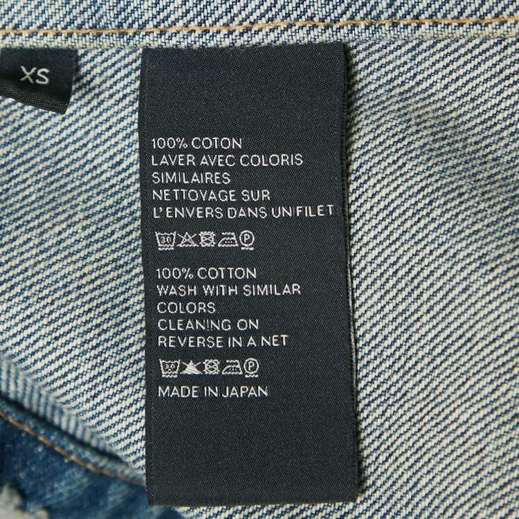 Pre Owned Celine Blue Washed Denim Mini Dungaree Dress XS
