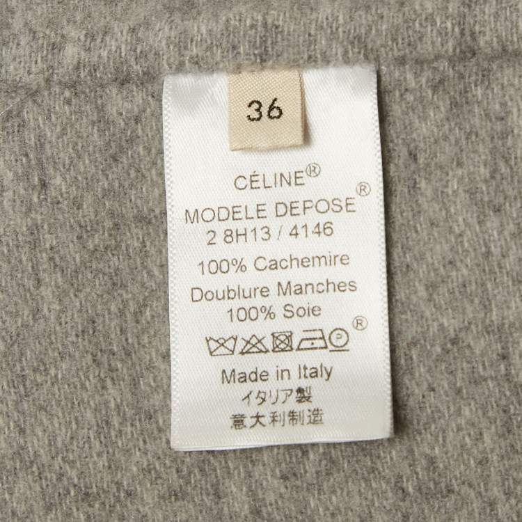 Pre Owned Celine Grey Cashmere Open Front Long Coat S