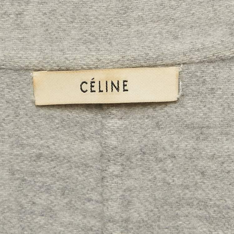 Pre Owned Celine Grey Cashmere Open Front Long Coat S